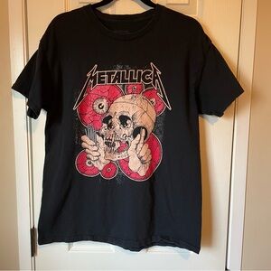 Mens Medium Large Metallica Shortest Straw Skull T-shirt